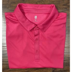 ID Ideology Men's Medium Short Sleeve Polo Shirt Fiery Pink